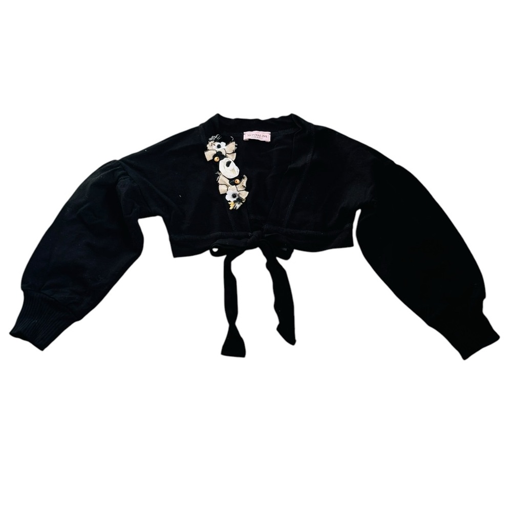 MONNALISA***Black Crop Girls Floral Cardigan Bolero***Age 6 $348